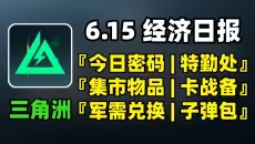 6月15日今日密码+特勤处制造+军需处兑换+卡战备+子弹自选包+集市物品『三角洲S9经济日报』
