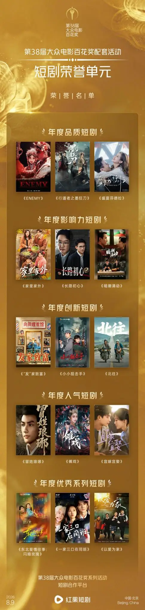 第38届大众电影百花奖配套活动短剧荣誉单元在京举办 15部佳作获颁荣誉